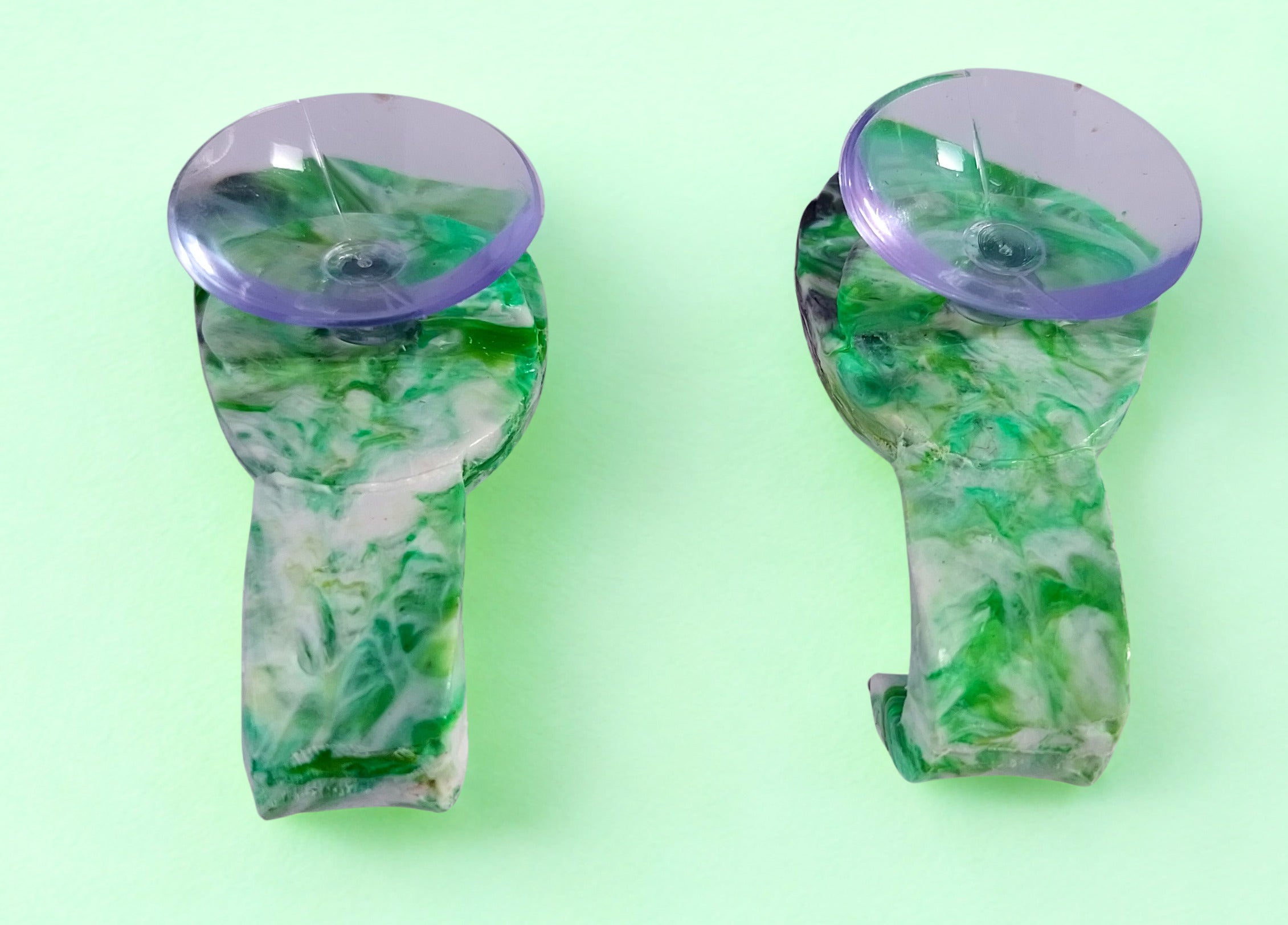 Recycled Plastic Bathroom Hooks Green Marbled