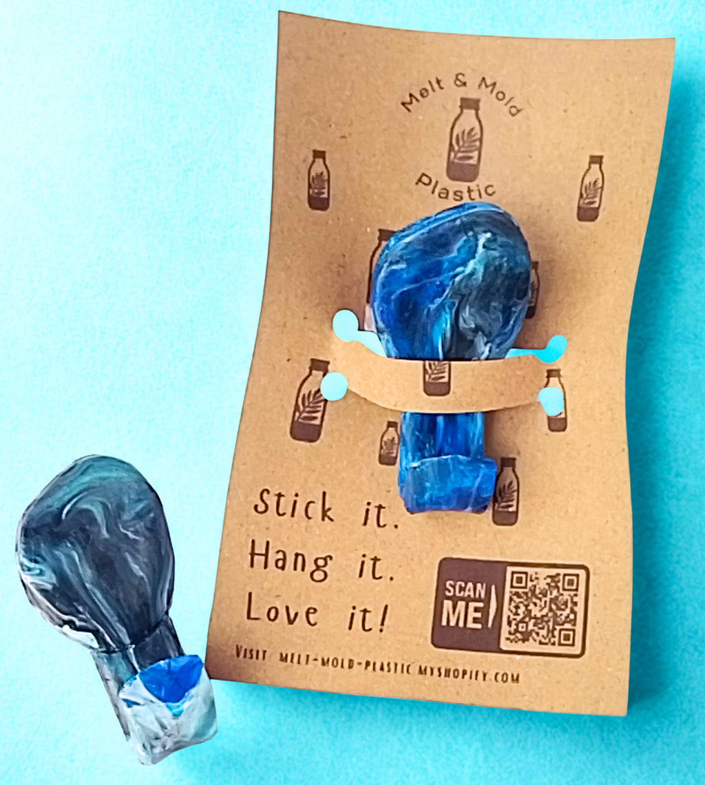 Recycled Plastic Bathroom Hooks Royal Blue/Teal/Black/White Marbled