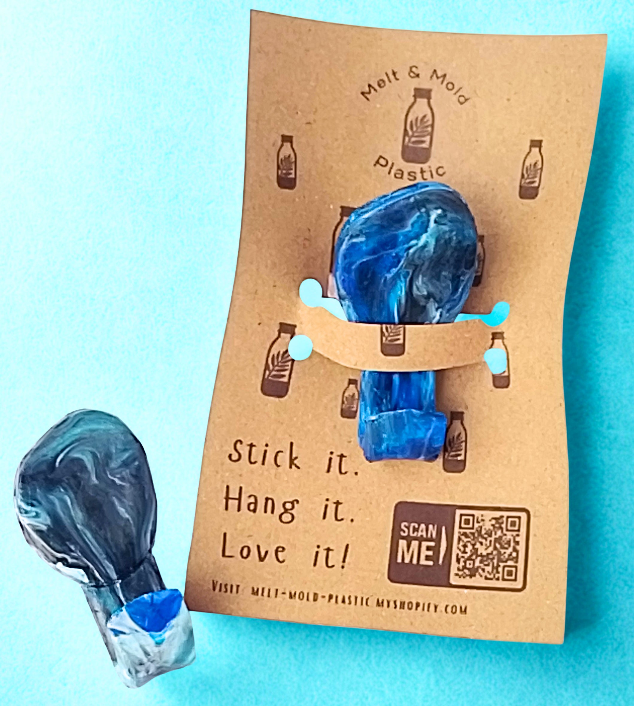 Recycled Plastic Bathroom Hooks Royal Blue/Teal/Black/White Marbled