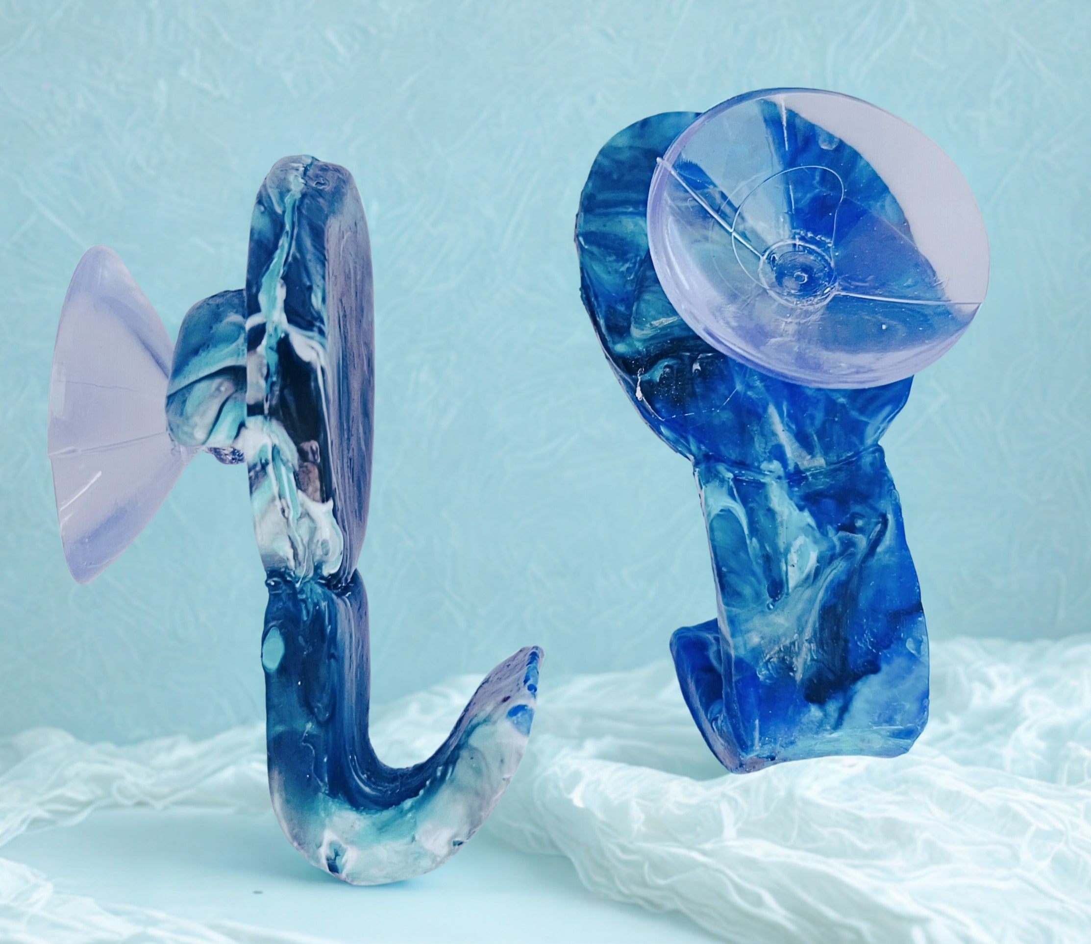 Recycled Plastic Bathroom Hooks Royal Blue/Teal/Black/White Marbled