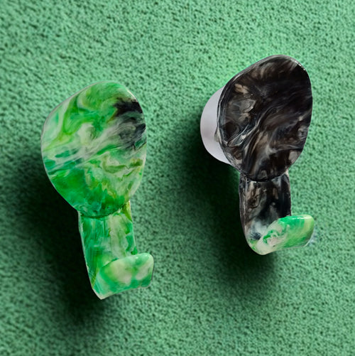 Recycled Plastic Bathroom Hooks Black/Green Marbled