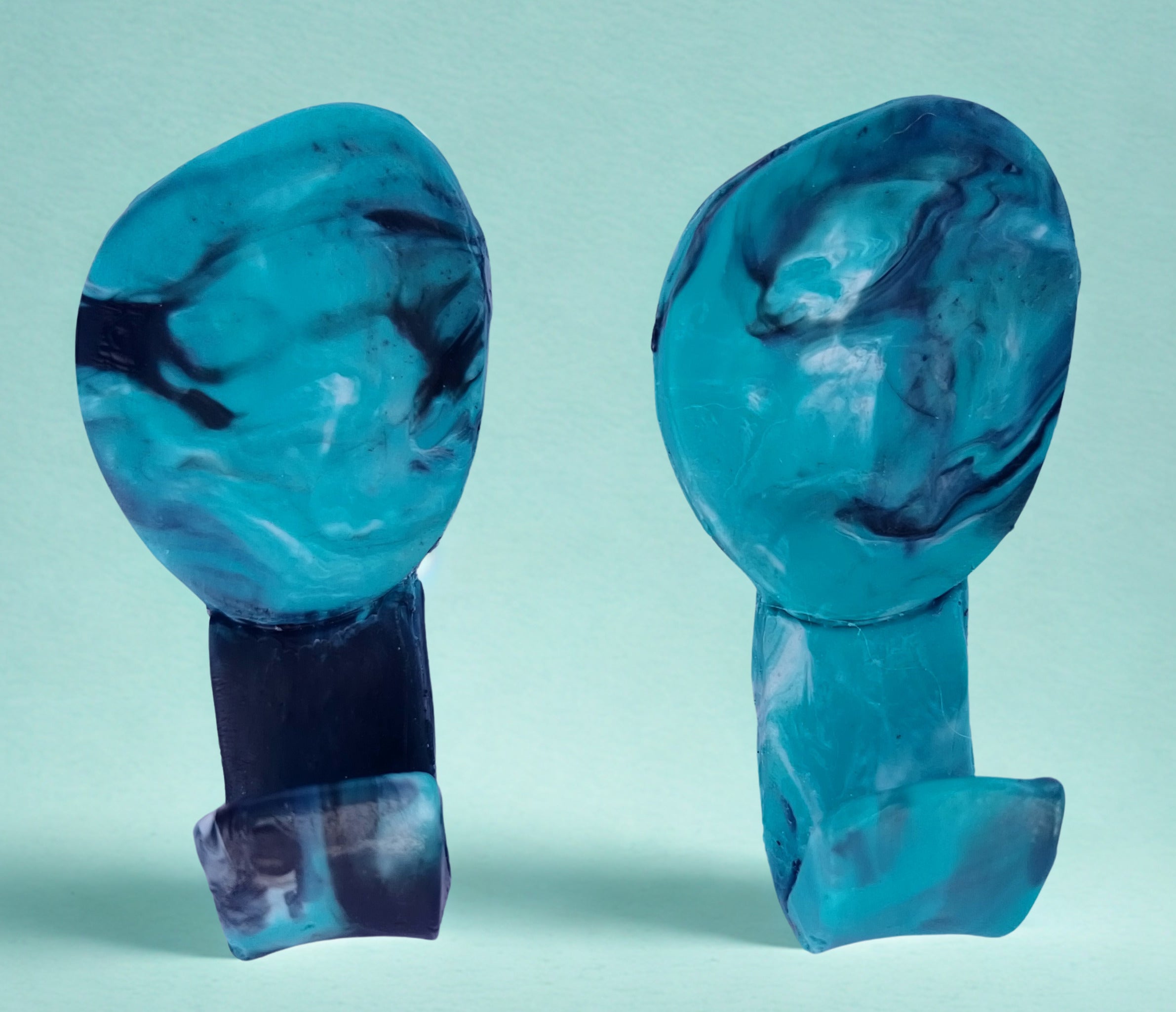 Recycled Plastic Bathroom Hooks Teal/Black Marbled